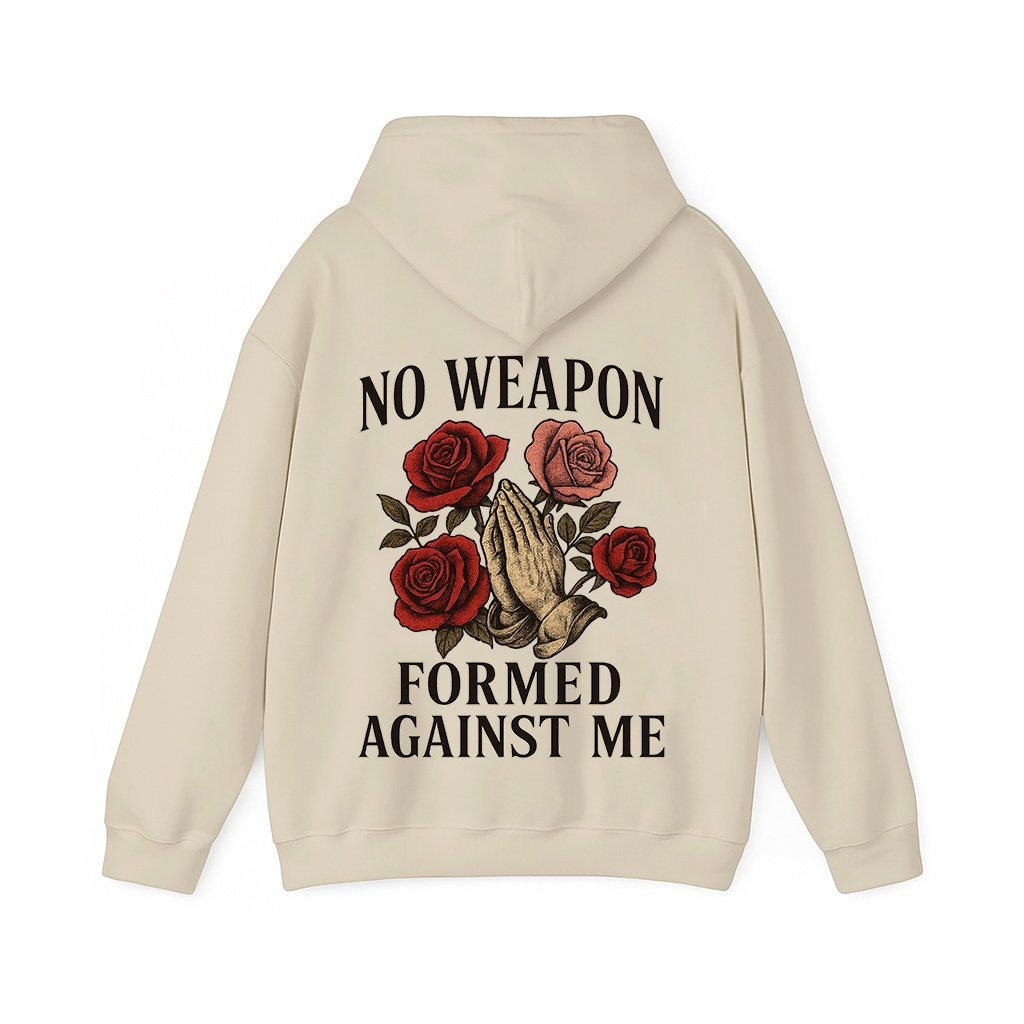 No Weapon Formed Against Me Tan Hoodie