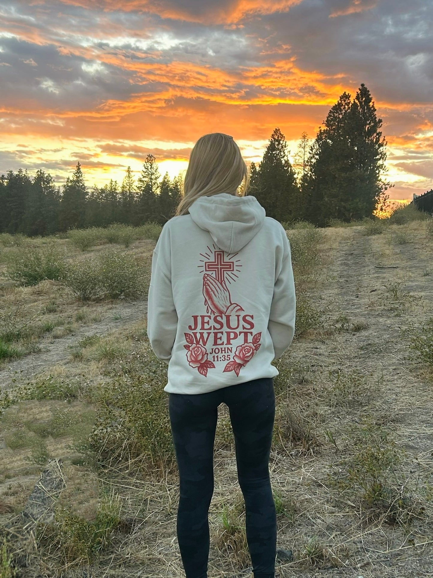 Jesus Wept Tan Hoodie