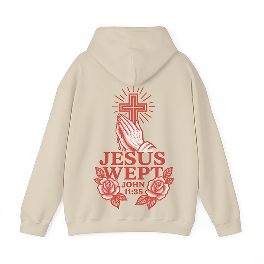 Jesus Wept Tan Hoodie