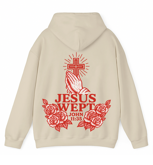 Jesus Wept Tan Hoodie